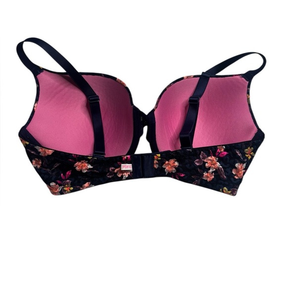 Victoria's Secret PINK Wear Everywhere Push Up Bra Women's 34DD Blue Floral Mesh - Picture 4 of 15